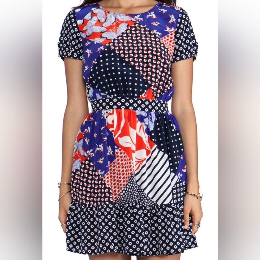Juicy Couture Red and Blue Patchwork Dress